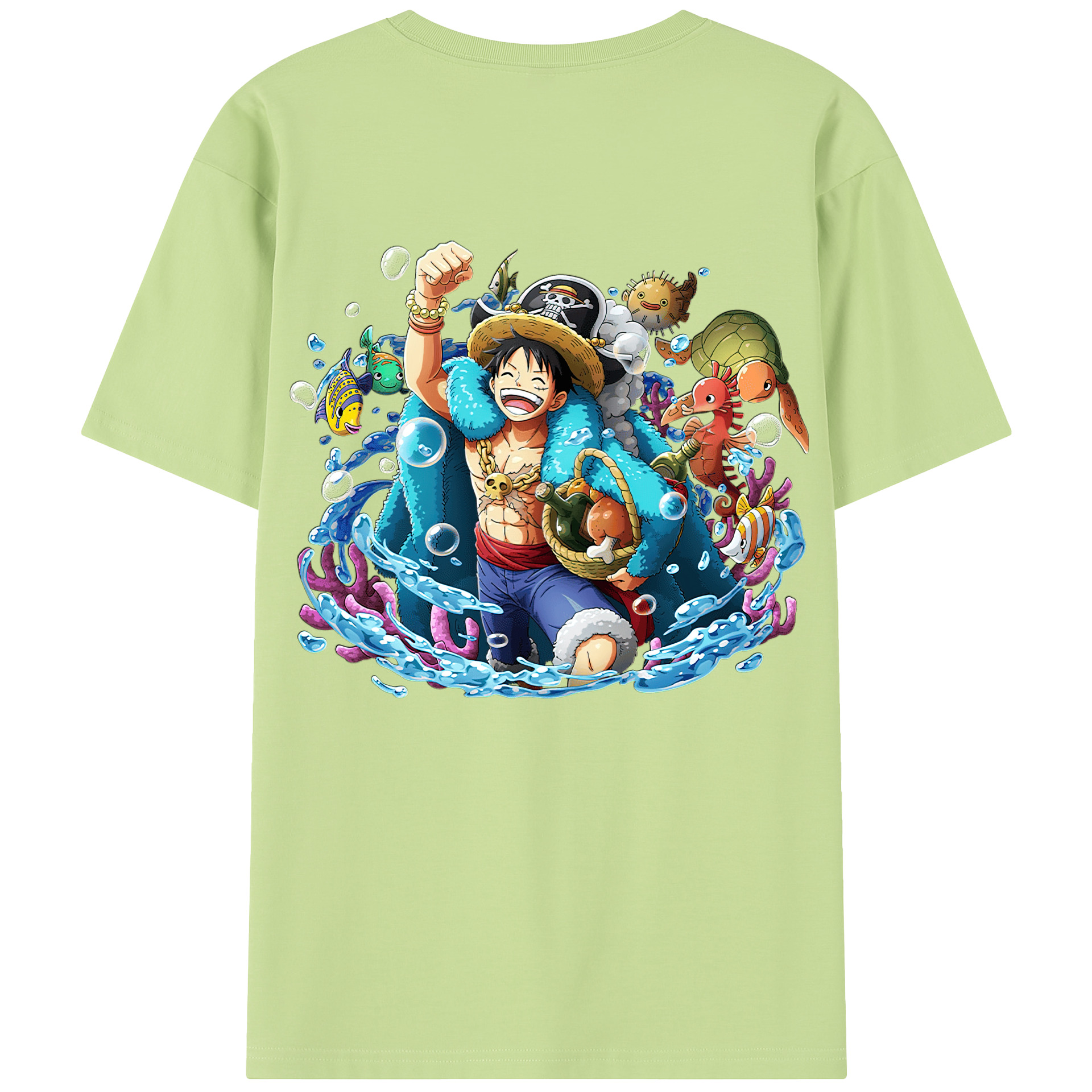 ワンピース モンキー・D・ルフィ ONE PIECE Monkey D. Luffy 綿100％半袖Tシャツ（背面プリント）
